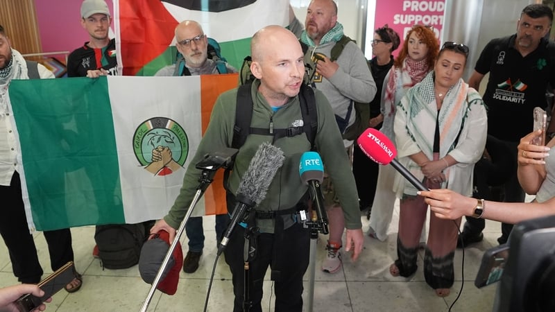 People Before Profit TD Paul Murphy speaking to media at Dublin Airport