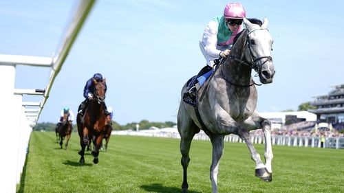 Field Of Gold strides clear of his rivals in the closing stages of the St James's Palace Stakes