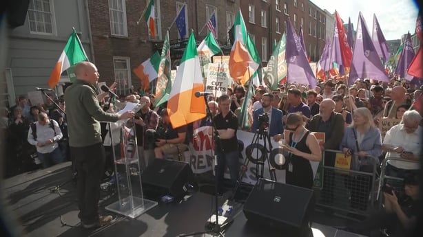 Paul Murphy addressing the crowds at the rally this evening