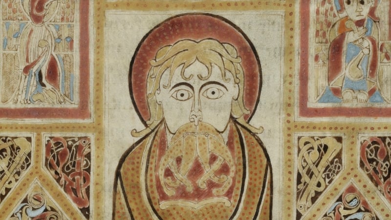 A detail from a page from the Irish Gospels of St Gall
