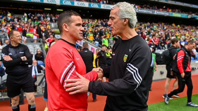 Ger Brennan and Jim McGuinness following last year's meeting of Donegal and Louth in the All-Ireland quarter-final