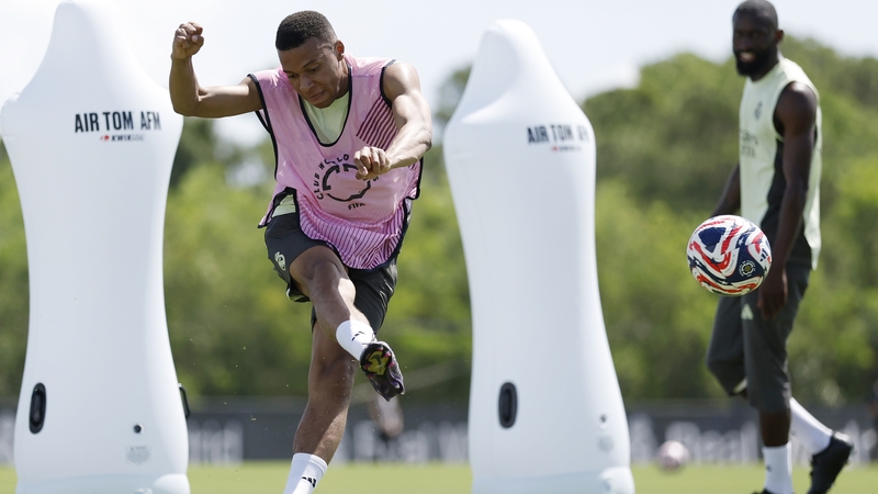 Kylian Mbappe training in Palm Beach, Florida, earlier this week