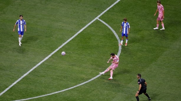 Lionel Messi #10 of Inter Miami CF scores his team's second goal from a free kick during the FIFA Club World Cup 2025 group A match between Internacional CF Miami and FC Porto at Mercedes-Benz Stadium on June 19, 2025 in Atlanta, Georgia.