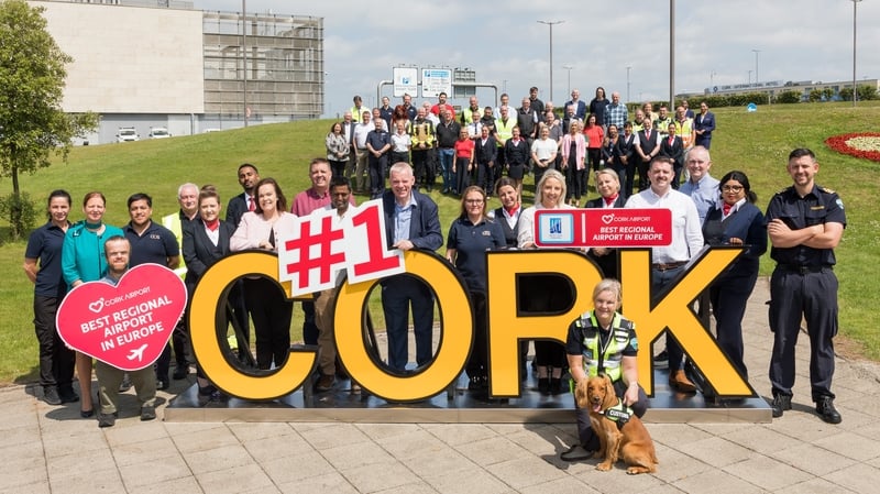 Staff at Cork Airport after they win a Europe Best Airport award