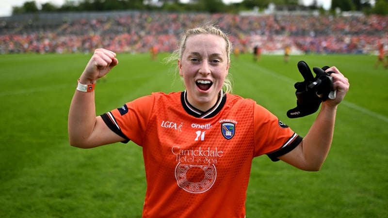 Aoife McCoy celebrates after Armagh's Ulster final success