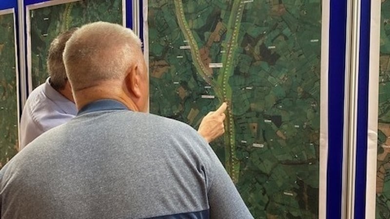 A member of the public being shown the route near Mourneabbey