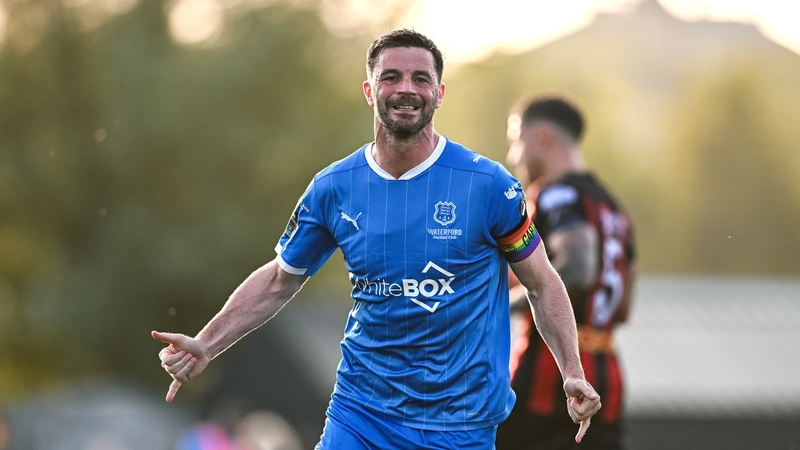 Waterford's Padraig Amond celebrates his first-half penalty against Bohemians