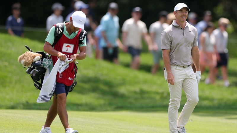 Rory McIlroy in action during Friday's second round