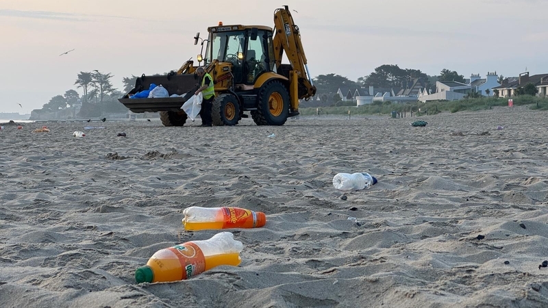 Just before 5am on Burrow beach several Fingal County Council workers arrived to begin picking up the rubbish
