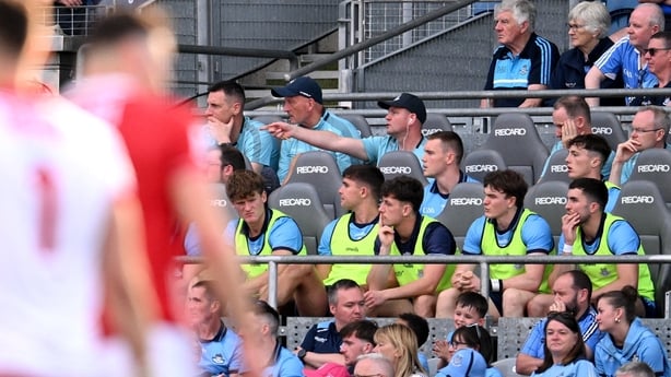 21 June 2025; Con O'Callaghan of Dublin watches on during the GAA Football All-Ireland Senior Championship preliminary quarter-final match between Dublin and Cork at Croke Park in Dublin. Photo by Ramsey Cardy/Sportsfile