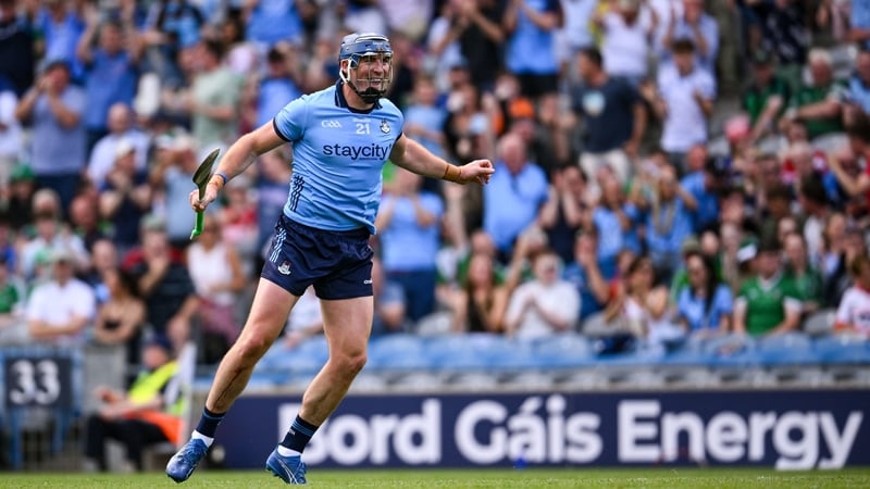 John Hetherton celebrates after scoring Dublin's first goal of the victory over Limerick on Saturday