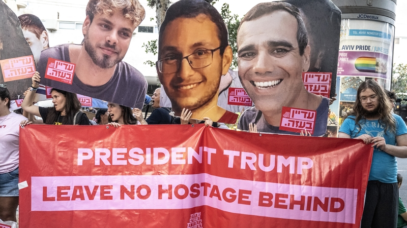 People gathered outside the Likud Party Headquarters yesterday demanding the return of Israeli hostages held in Gaza