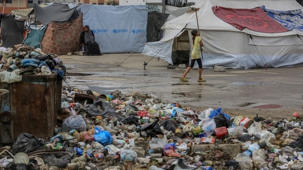 KHAN YUNIS, GAZA - JUNE 23: Displaced Palestinians endure dire conditions in the courtyard of a school run by the United Nations Relief and Works Agency for Palestine Refugees in the Near East (UNRWA) in Khan Yunis, Gaza, on June 23, 2025. Following an urgent evacuation order issued by the Israeli a