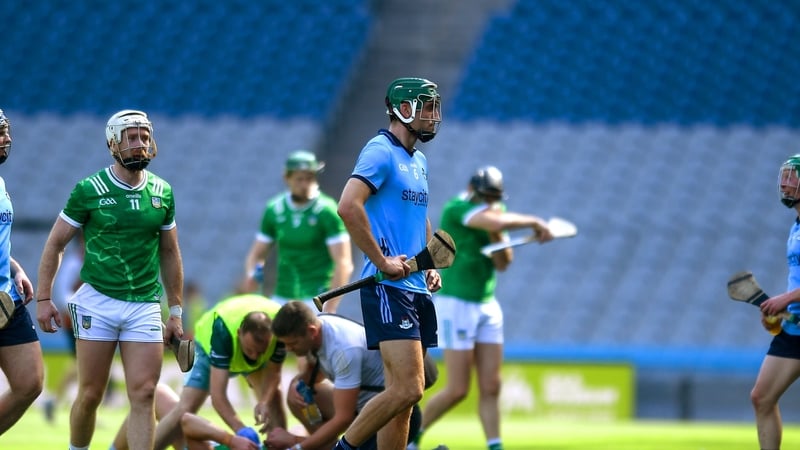 Dublin's Chris Crummey leaves the field after being sent off against Limerick