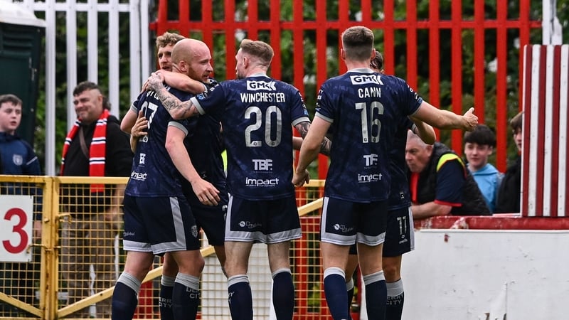 Derry's Liam Boyce (L) scored the only goal of the game