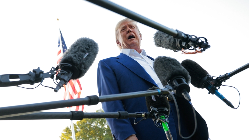 WASHINGTON, DC - JUNE 24: U.S. President Donald Trump speaks to reporters before boarding the Marine One presidential helicopter and departing the White House on June 24, 2025 in Washington, DC. Less than 12 hours after announcing a ceasefire between Isra