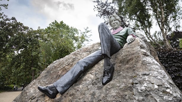 oscar wilde memorial sculpture in merrion square. Dublin, Ireland - Jul 20, 2019