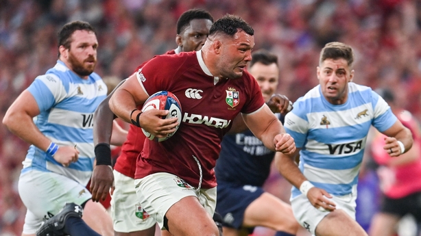 20 June 2025; Ellis Genge of British & Irish Lions during the Lions 1888 Cup match between the British & Irish Lions and Argentina at the Aviva Stadium in Dublin. Photo by Ramsey Cardy/Sportsfile