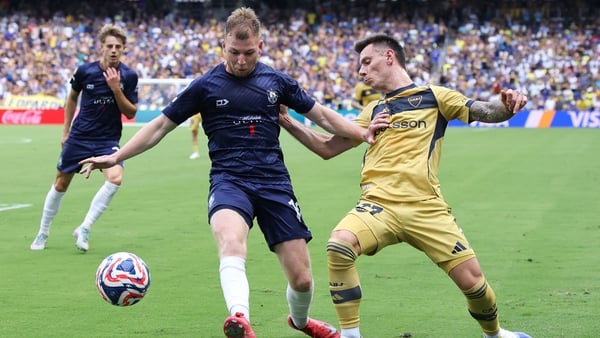NASHVILLE, TENNESSEE - JUNE 24: Agustin Marchesin #25 of CA Boca Juniors battles for possession with Dylan Connolly #19 of Auckland City FC during the FIFA Club World Cup 2025 group C match between Auckland City FC and CA Boca Juniors at GEODIS Park on Ju