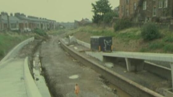 Railway construction works, Belfast (1975)