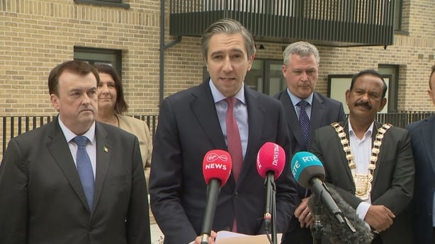 Simon Harris, Colm Brophy at housing launch