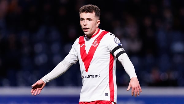 KIRKCALDY, SCOTLAND - APRIL 09: Airdrie's Adam Frizzell in action during a cinch Championship match between Raith Rovers and Airdrieonians at Stark's Park, on April 09, 2024, in Kirkcaldy, Scotland. (Photo by Ross Parker/SNS Group via Getty Images)
