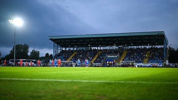 23 June 2025; A general view of the main stand during the SSE Airtricity Men's Premier Division match between Waterford and Shelbourne at the Regional Sports Centre in Waterford. Photo by Piaras Ó Mídheach/Sportsfile