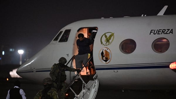 Ecuador's most wanted drug trafficker 'Fito' seen as he was brought to an air base in Guayaquil