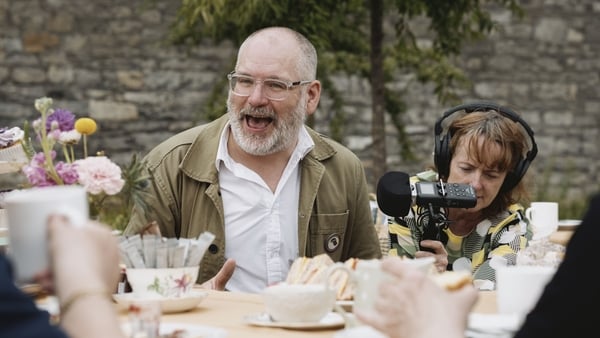 Brian Crowley at tea party behind the Malshalsea Prison Wall (Pic: Fionn McCann)