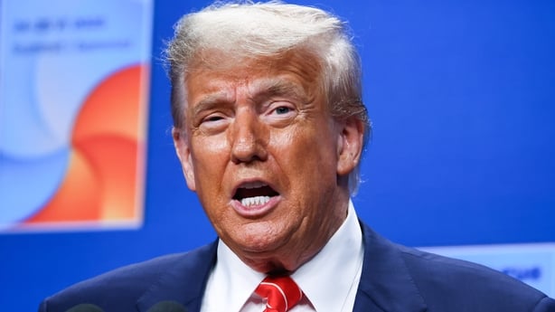 US President Donald Trump attends a press conference during the 76th NATO Summit in the World Forum in The Hague, Netherlands on June 25th, 2025. (Photo by Beata Zawrzel/NurPhoto)