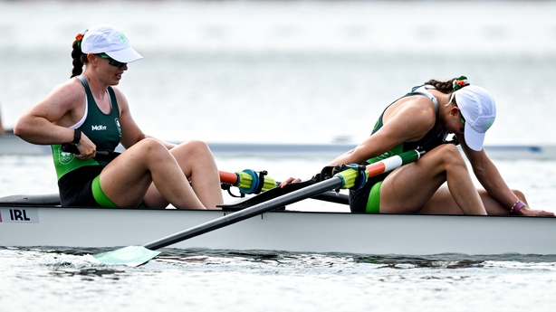 Aifric Keogh, left, and Fiona Murtagh react after semi-final disappointment at the Paris Olympics