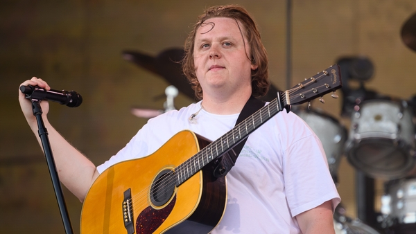 GLASTONBURY, ENGLAND - JUNE 24: Lewis Capaldi performs on the Pyramid Stage on Day 4 of Glastonbury Festival 2023 on June 24, 2023 in Glastonbury, England. The Glastonbury Festival of Performing Arts sees musicians, performers and artists come together fo
