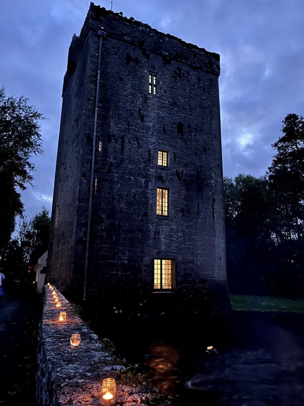 Thoor Ballylee at night