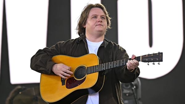 GLASTONBURY, ENGLAND - JUNE 27: Lewis Capaldi performs on the Pyramid stage during day three of Glastonbury festival 2025 at Worthy Farm, Pilton on June 27, 2025 in Glastonbury, England. Established by Michael Eavis in 1970, Glastonbury has grown into the