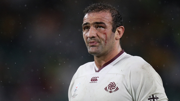 FUKUROI, JAPAN - OCTOBER 11: Mamuka Gorgodze of Georgia during the Rugby World Cup 2019 Group D game between Australia and Georgia at Shizuoka Stadium Ecopa on October 11, 2019 in Fukuroi, Shizuoka, Japan. (Photo by Craig Mercer/MB Media/Getty Images)