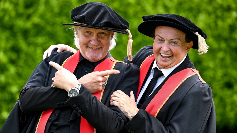 Johnny Logan and Marty Morrissey pictured at the conferring ceremony