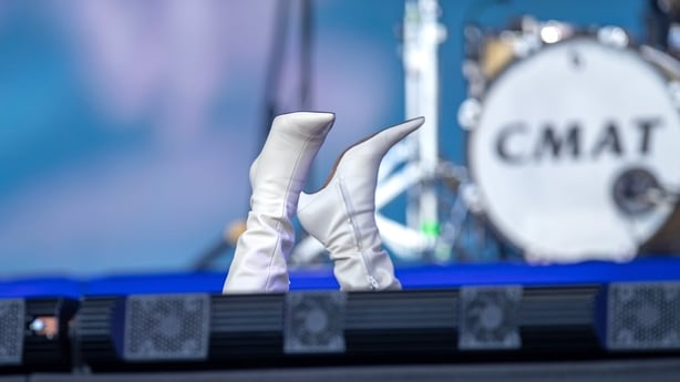 GLASTONBURY, ENGLAND - JUNE 27: CMAT performing on the Pyramid Stage during day three of Glastonbury festival 2025 at Worthy Farm, Pilton on June 27, 2025 in Glastonbury, England. Established by Michael Eavis in 1970, Glastonbury has grown into the UK's largest music festival, drawing over 200,000 f
