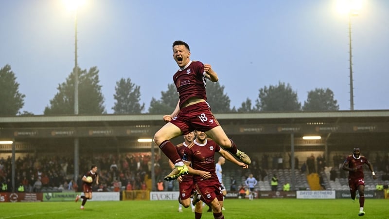 Bobby Burns jumps for joy after netting Galway's leveller