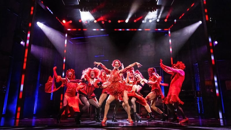 The cast of Kinky Boots with Johannes Radebe as Lola centre (Pic: Pamela Raith)