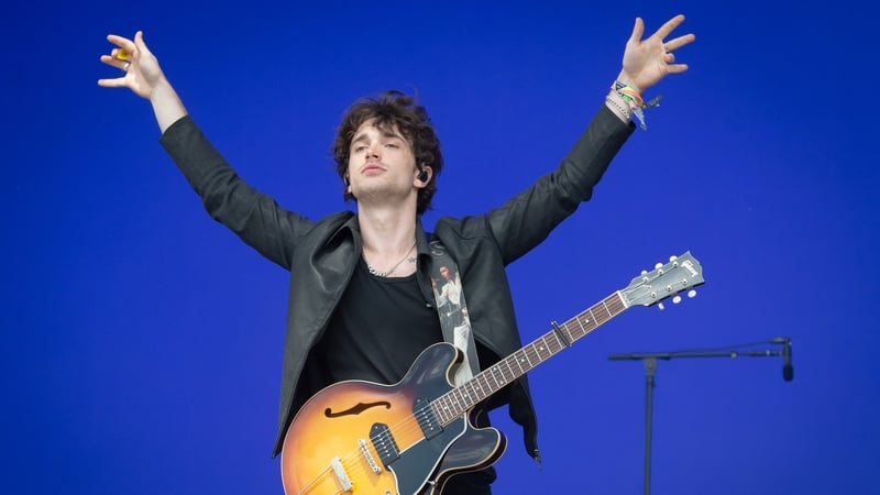 Elijah Hewson of Inhaler performs during day three of Glastonbury festival 2025 at Worthy Farm. Photo credit: Joseph Okpako/WireImage)