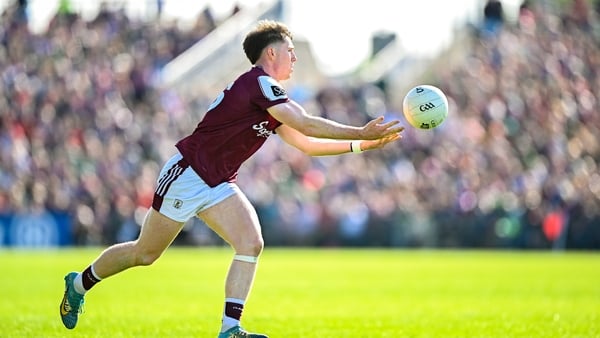 4 May 2025; Matthew Thompson of Galway during the Connacht GAA Football Senior Championship final match between Mayo and Galway at Hastings Insurance MacHale Park in Castlebar, Mayo. Photo by Seb Daly/Sportsfile