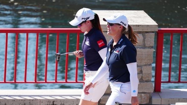 MIDLAND, MI - JUNE 28: LPGA golfers Jennifer Kupcho carrying putter and Leona Maguire walk the 18th hole during the third round of the LPGA Dow Championship on June 28, 2025, at Midland Country Club in Midland, Michigan. (Photo by Brian Spurlock/Icon Spor