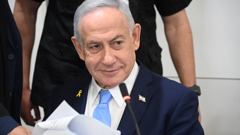 Israeli Prime Minister Benjamin Netanyahu attends his trial on corruption charges in Tel Aviv on 12 March