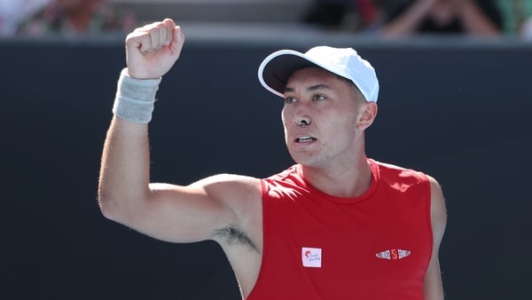 MELBOURNE, AUSTRALIA - JANUARY 16: James McCabe of Australia celebrates a point against Alex Michelsen of the United States in the Men's Singles Second Round match during day five of the 2025 Australian Open at Melbourne Park on January 16, 2025 in Melbou