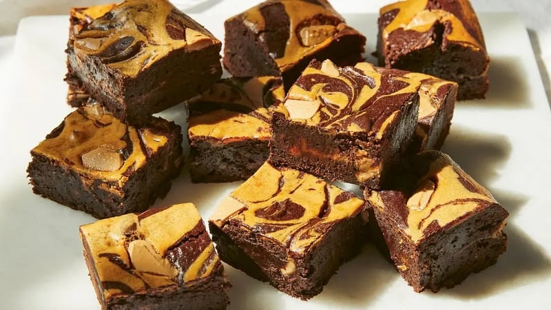 Treacle, mocha and blonde chocolate brownies (Patricia Niven/PA)