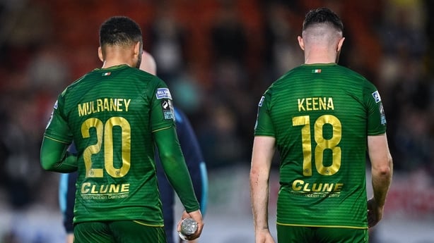 Jake Mulraney, left, and Aidan Keena of St Patrick's Athletic leave the pitch after the SSE Airtricity Men's Premier Division match between Cork City and St Patrick's Athletic at Turner's Cross in Cork.