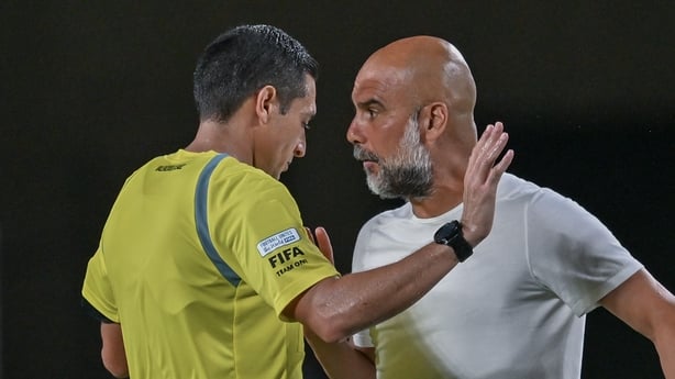 Pep Guardiola head coach of Manchester City and Spain protest to referee during the FIFA Club World Cup 2025