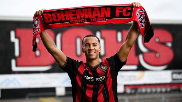 Bohemians new signing Douglas James-Taylor poses for a portrait during his announcement at Dalymount Park in Dublin