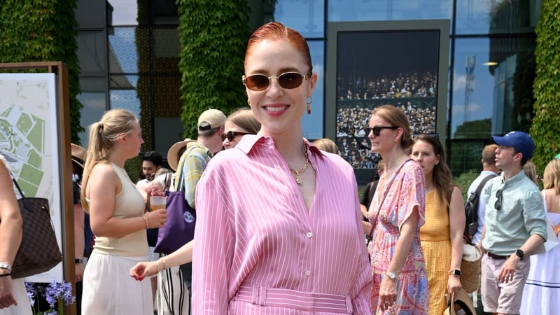 The presenter opted for a silky pink co-ord for the glamorous event.