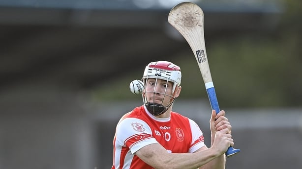 Con O'Callaghan of Cuala scores a point during the Go Ahead Dublin County Senior Club Hurling Championship Quarter-Final match between Ballyboden St Enda's and Cuala at Parnell Park in Dublin.